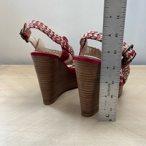 Frye Wedge Sandals Women’s Size 7 Corrina Whipstitch Leather Red Multicolor - Picture 7 of 9